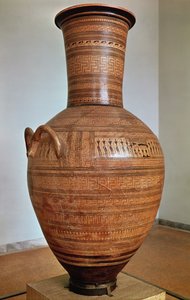 A Dipylon Amphora, geometrikus stílusú temetési urna az athéni Kerameikos nekropoliszból, ie 750 körül (terrakotta) (lásd még: 88063)